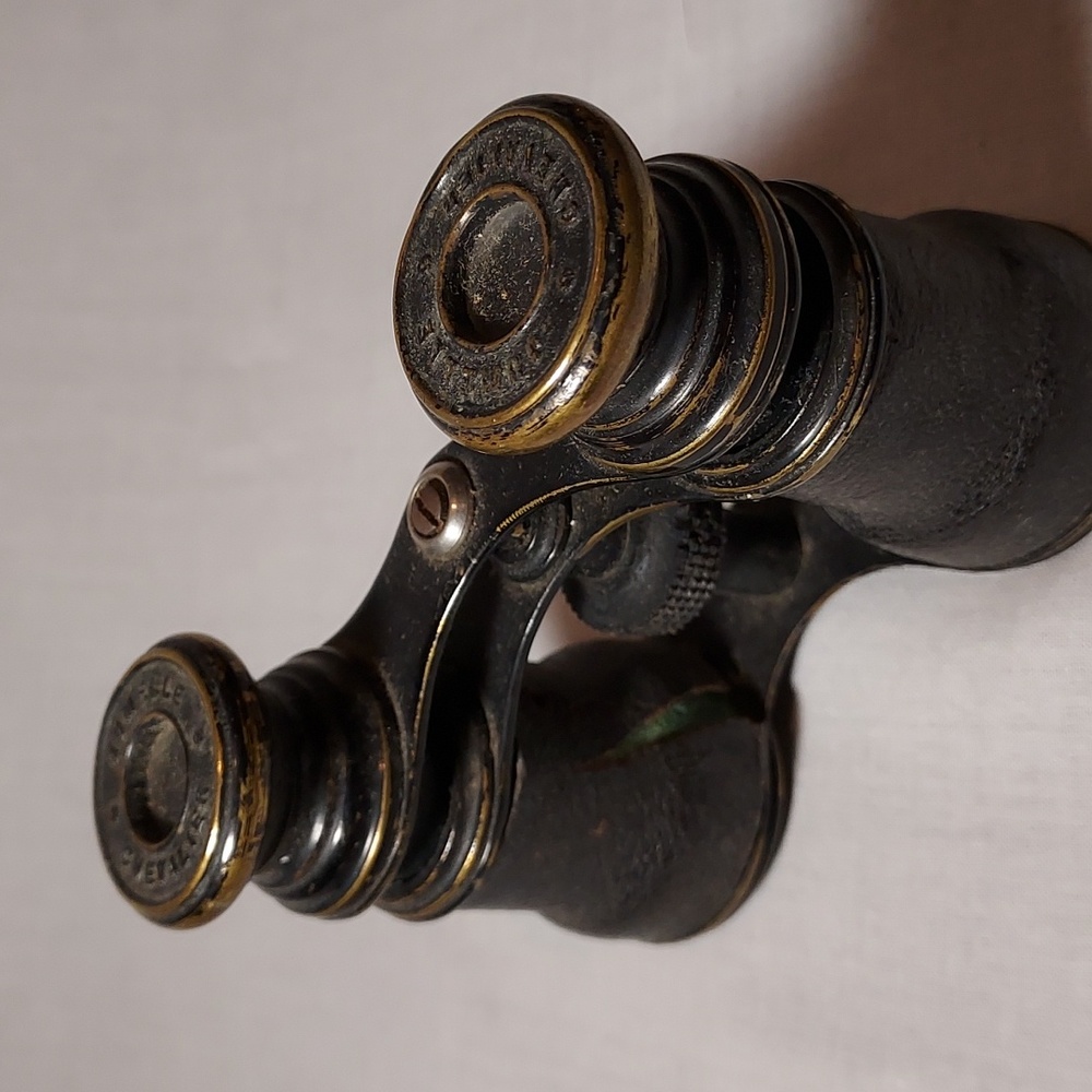 Vintage 1930s Jumelle Chevalier Opera Glasses Binoculars Brass Leather